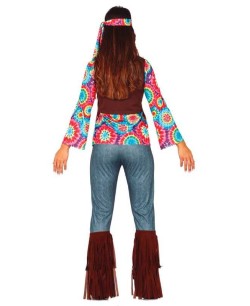 DISFRAZ DE HIPPIE PSICOLDELICA PANTALON PARA MUJER 2
