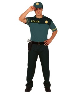 DISFRAZ DE POLICIA VERDE HOMRBE PARA HOMBRE