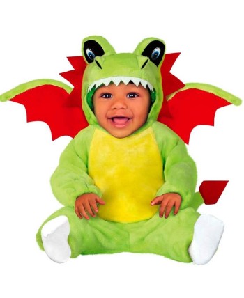 DISFRAZ DE DRAGON VERDE BEBE ALAS ROJAS
