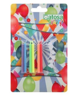 VELAS LLAMAS DE COLORES 6 UNIDADES