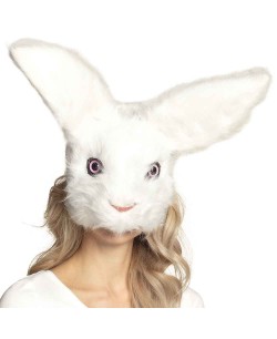 CARETA CONEJO BLANCO PELUCHE CON GOMA
