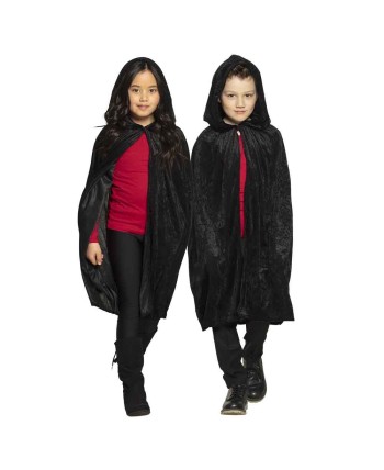 CAPA DE TERCIOPELO NEGRA CON CAPUCHA INFANTIL