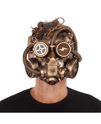 CARETA STEAMPUNK COBRE MECANISMOS Y RAYO EN OJO