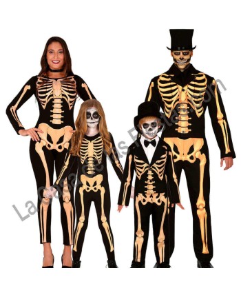 DISFRAZ GRUPO DE ESQUELETOS DORADOS