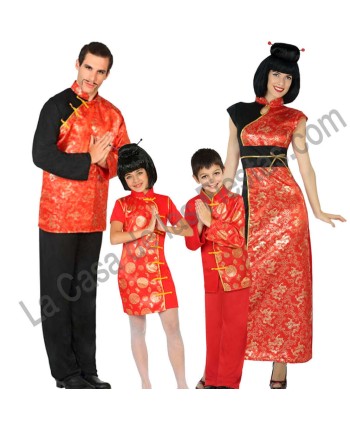 DISFRAZ GRUPO CHINOS DRAGON DORADO
