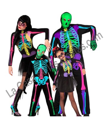 DISFRAZ GRUPO DE ESQUELETOS NEON