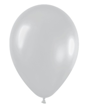 BOLSA 12 GLOBOS PLATA PERLADO R12