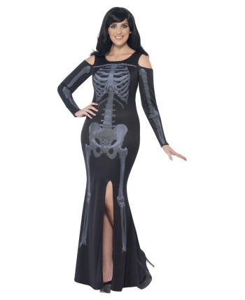 DISFRAZ DE ESQUELETO VESTIDO HUESOS AZULES