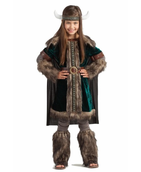 DISFRAZ DE VIKINGA VERDE PARA NIÑA