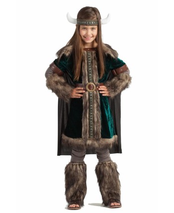 DISFRAZ DE VIKINGA VERDE PARA NIÑA