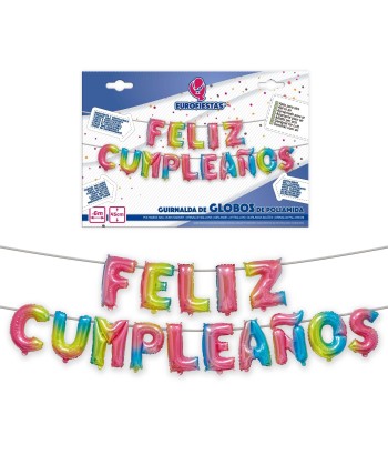 GLOBOS FELIZ CUMPLEAÑOS GUIRNALDA COLORES