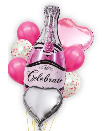 BOUQUET DE GLOBOS BOTELLA CHAMPAN ROSA