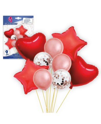 BOUQUET DE GLOBOS CORAZONES ROJOS