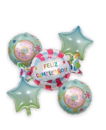 BOUQUET DE GLOBOS FELIZ CUMPLEAÑOS CARAMELO