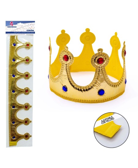 Corona de cumpleaños tela corona muselina azul dorado brillo