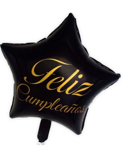 GLOBO DE FOIL ESTRELLA NEGRA FELIZ CUMPLEAÑOS
