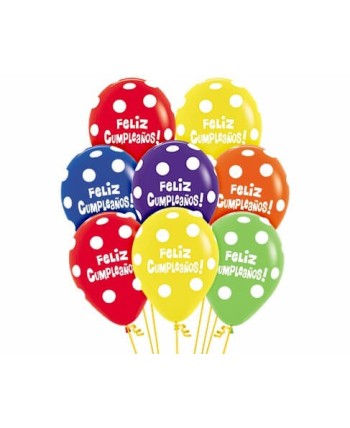 GLOBOS DE FELIZ CUMPLEAÑOS TOPOS 12 UNIDADES