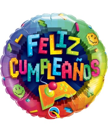 GLOBO DE HELIO FELIZ CUMPLEAÑOS VIDEOJUEGOS GAMER