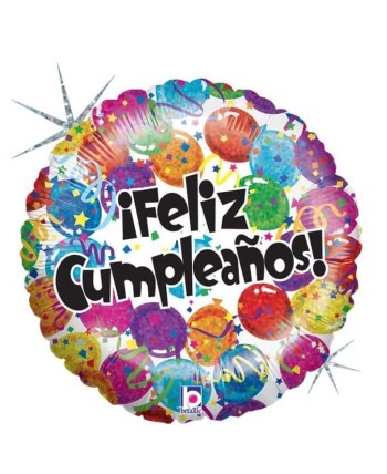 GLOBO DE HELIO FELIZ CUMPLEAÑOS GLOBOS HOLOGRAFICO