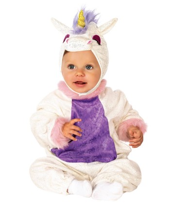 DISFRAZ DE UNICORNIO BLANCO Y MORADO PARA BEBE