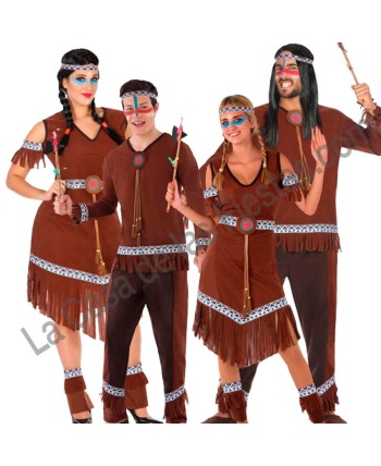 DISFRAZ GRUPO DE INDIOS CIRCULOS