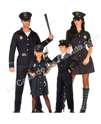 DISFRAZ GRUPO POLICIAS NEGROS