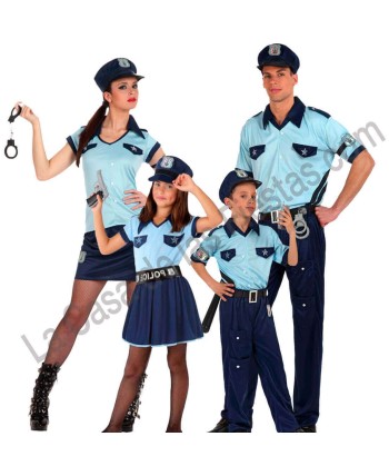 DISFRAZ GRUPO POLICIA AZUL CLARO