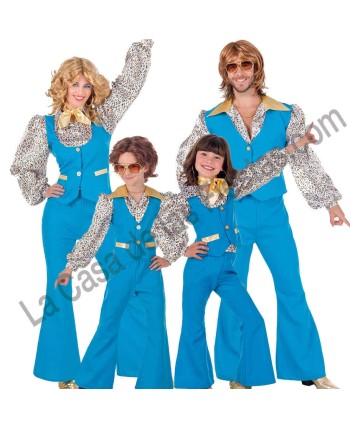 DISFRAZ GRUPO AÑOS 70 AZUL