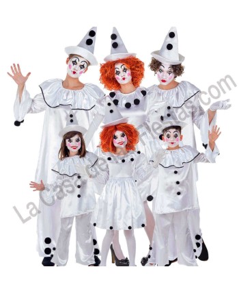 DISFRAZ GRUPO PAYASOS PIERROT BLANCOS