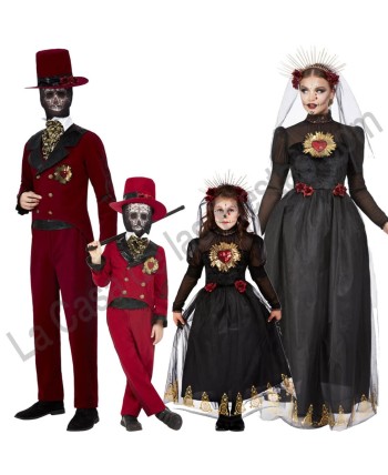 DISFRAZ GRUPO CALAVERA MEJICANA ROJOS