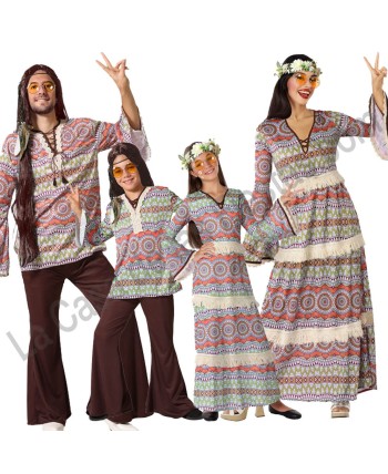 DISFRAZ GRUPO HIPPIES PSICODELICOS