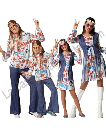 DISFRAZ GRUPO HIPPIES LOVE