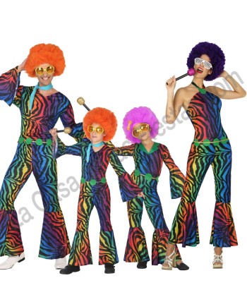 DISFRAZ GRUPO AÑOS 70 ANIMAL PRINT