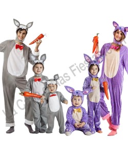 DISFRAZ GRUPO CONEJOS GRIS Y MORADOS