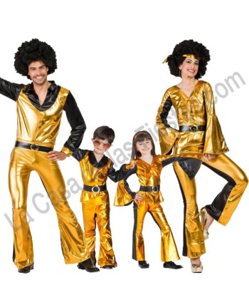 DISFRAZ GRUPO DISCO DORADO Y NEGRO