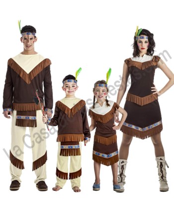 DISFRAZ GRUPO INDIOS FLECOS MARRON