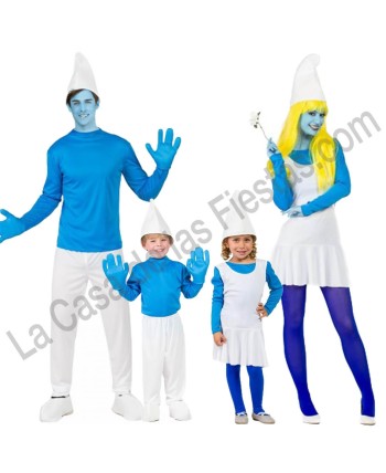 DISFRAZ GRUPO ENANITOS AZULES MANOPLAS