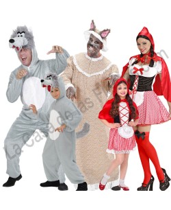 DISFRAZ GRUPO CAPERUCITA ABUELA Y LOBO