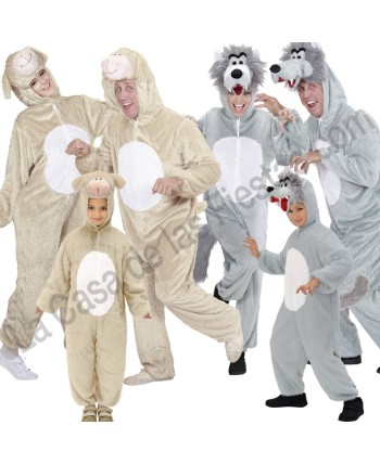 DISFRAZ GRUPO LOBOS GRISES Y OVEJAS