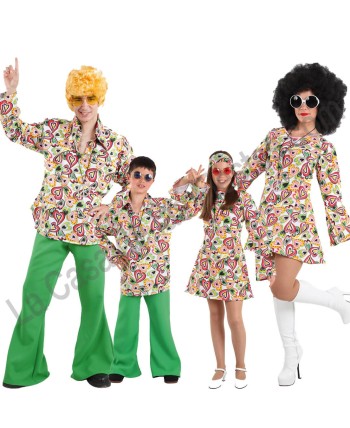 DISFRAZ GRUPO AÑOS 70 PSICODELICOS VERDE