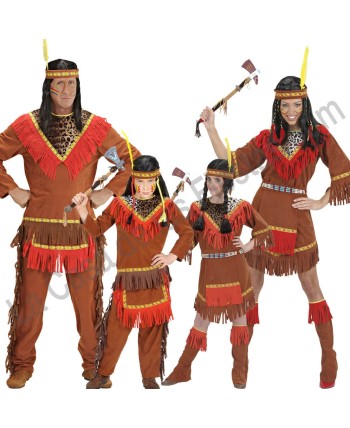 DISFRAZ GRUPO INDIOS FLECO ROJO