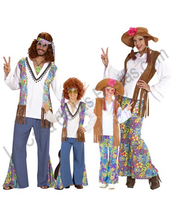 DISFRAZ GRUPO HIPPIES SOMBRERO