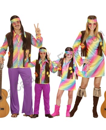 DISFRAZ GRUPO HIPPIES CHALECO MARGARITAS