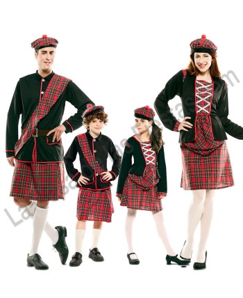 DISFRAZ GRUPO ESCOCESES CAMISA NEGRA