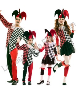 DISFRAZ GRUPO ARLEQUIN ROJO Y NEGRO