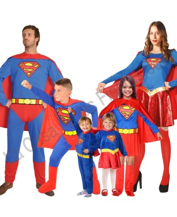 DISFRAZ GRUPO SUPERMAN Y SUPERGIRL