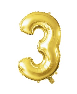 GLOBO DE FOIL NUMERO 3 DORADO