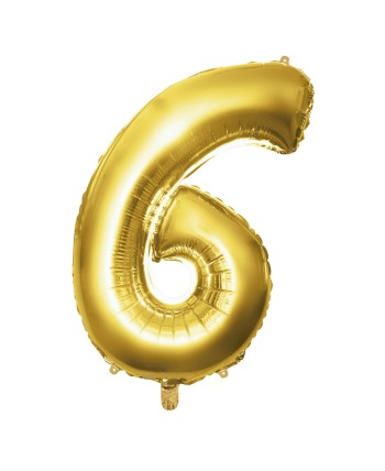GLOBO DE FOIL NUMERO 6 DORADO