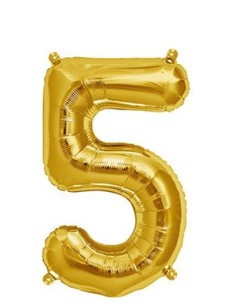 GLOBO DE FOIL NUMERO 5 DORADO