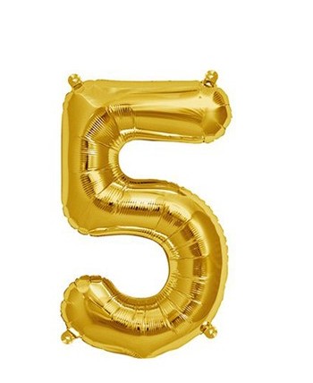 GLOBO DE FOIL NUMERO 5 DORADO